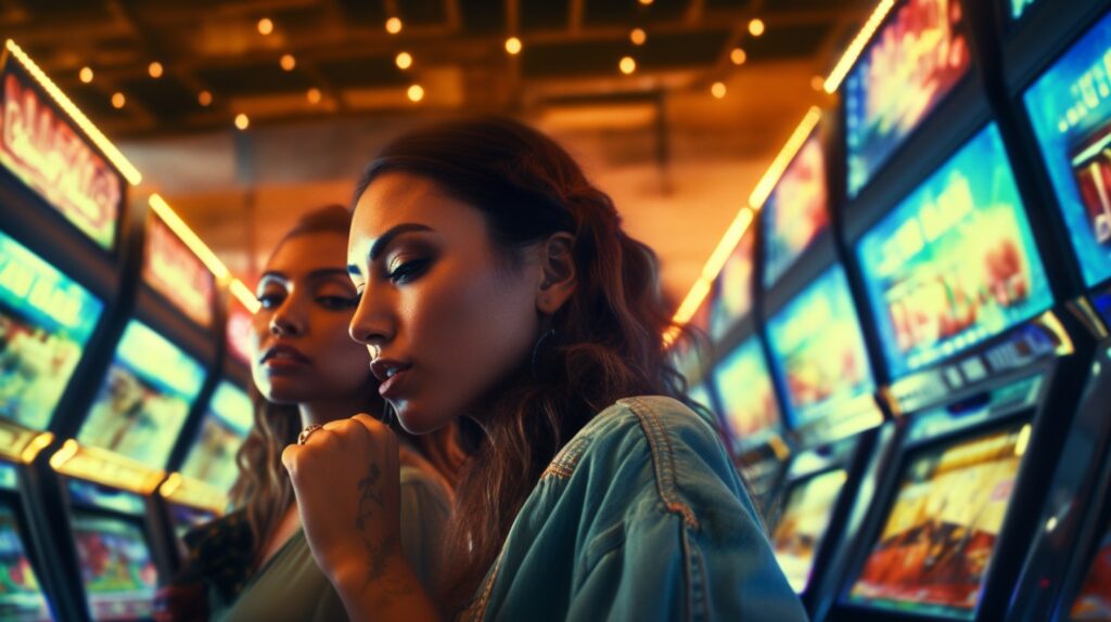 Girls playing in casino